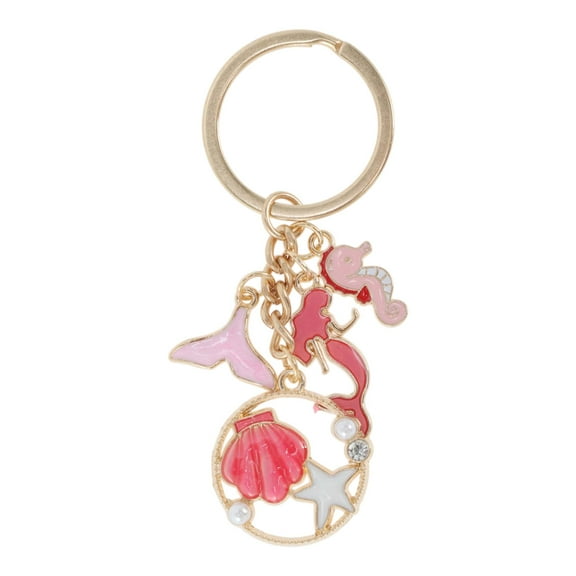 Unique Bargains 1Pc Fashion Handbag Charms Keychains Bag Accessories Pink ["Mermaid Seashell Seahorse"]