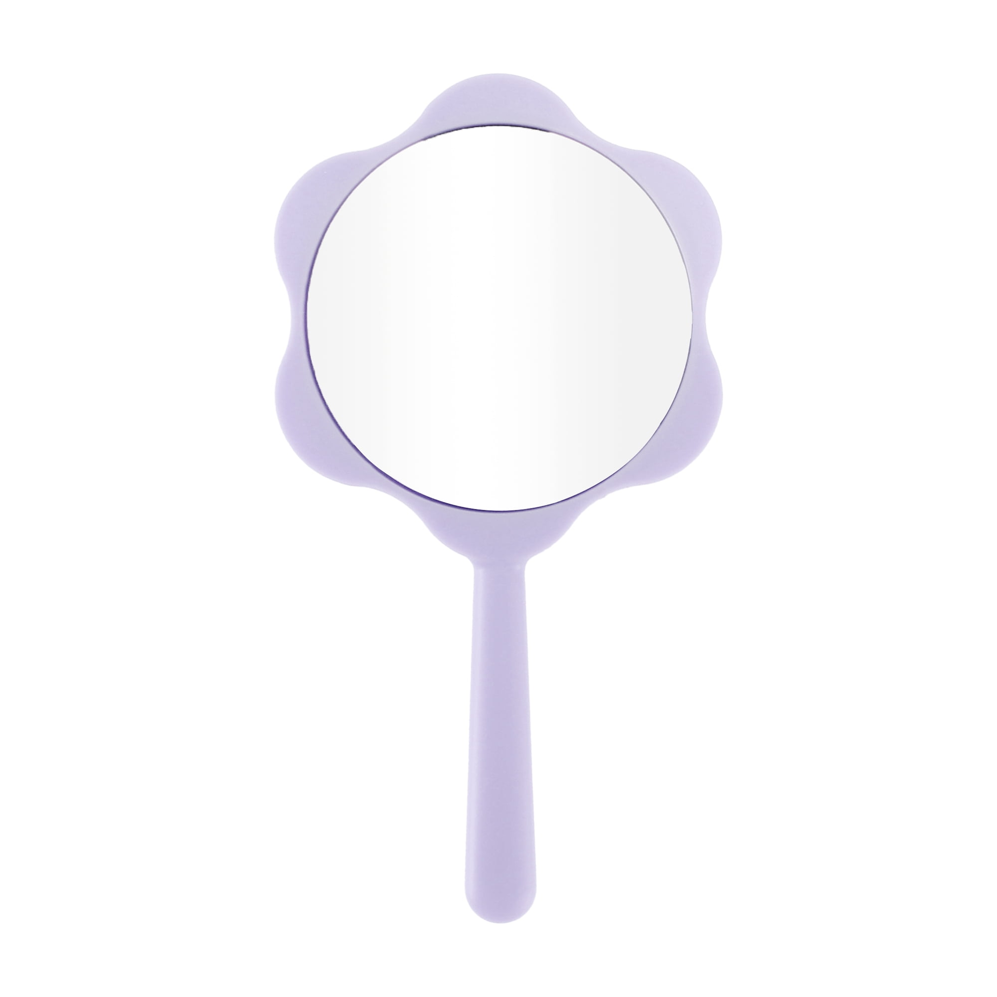 Unique Bargains 1Pc Flower Shape Handheld Mirror for Business Travel Purple