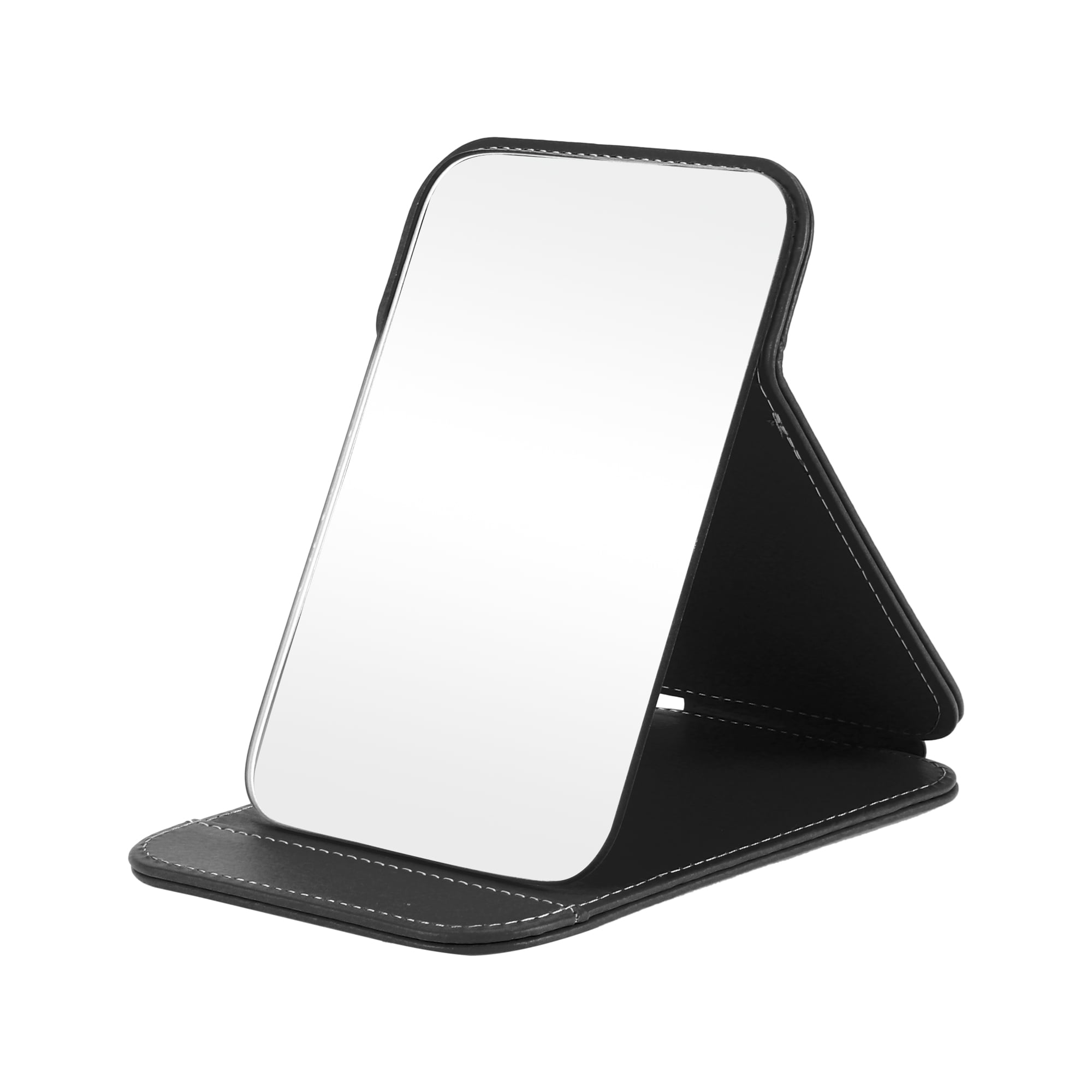 Unique Bargains 1pc Foldable Makeup Mirror for Travel and Vacation Black Small