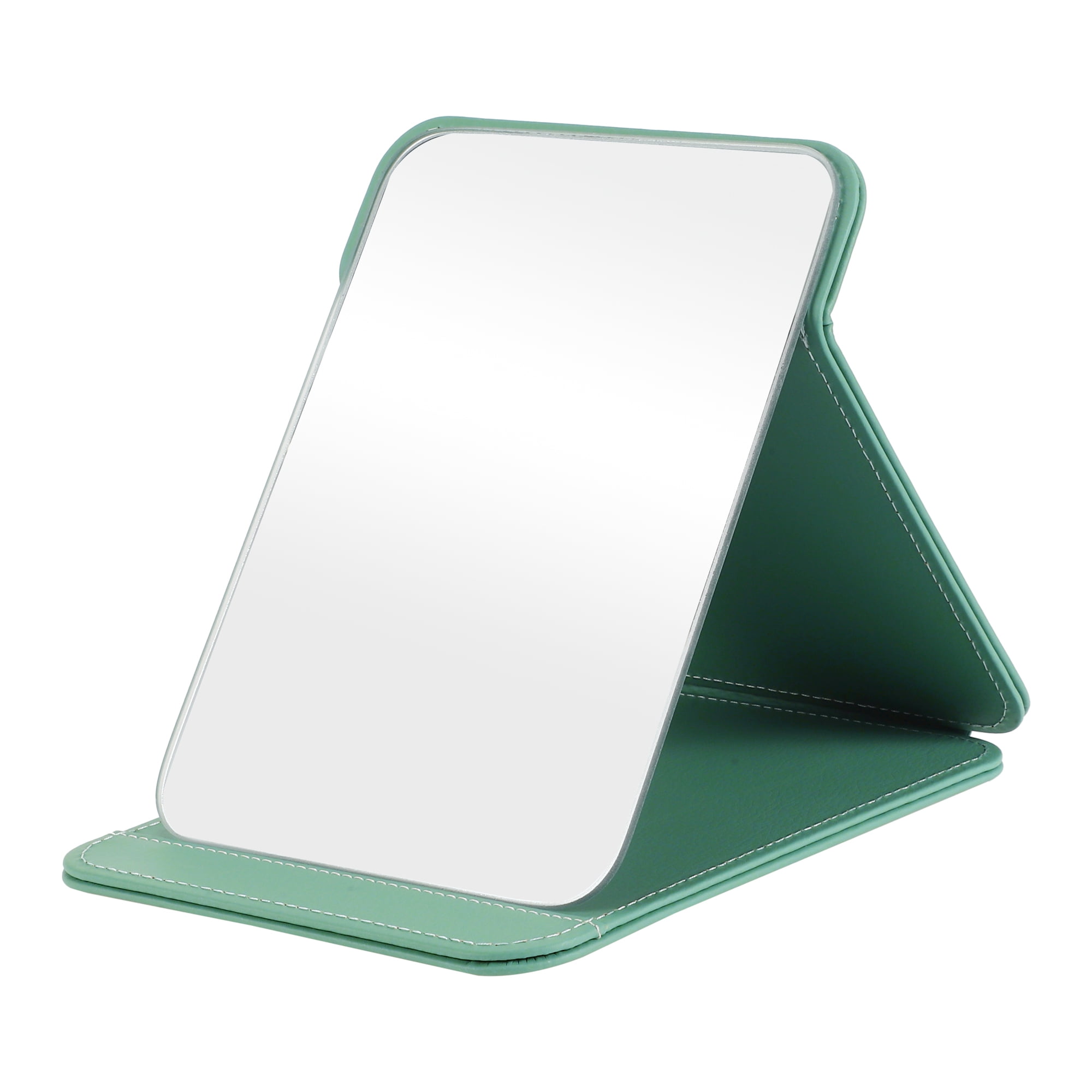 Unique Bargains 1pc Foldable Makeup Mirror for Travel and Vacation Green Large