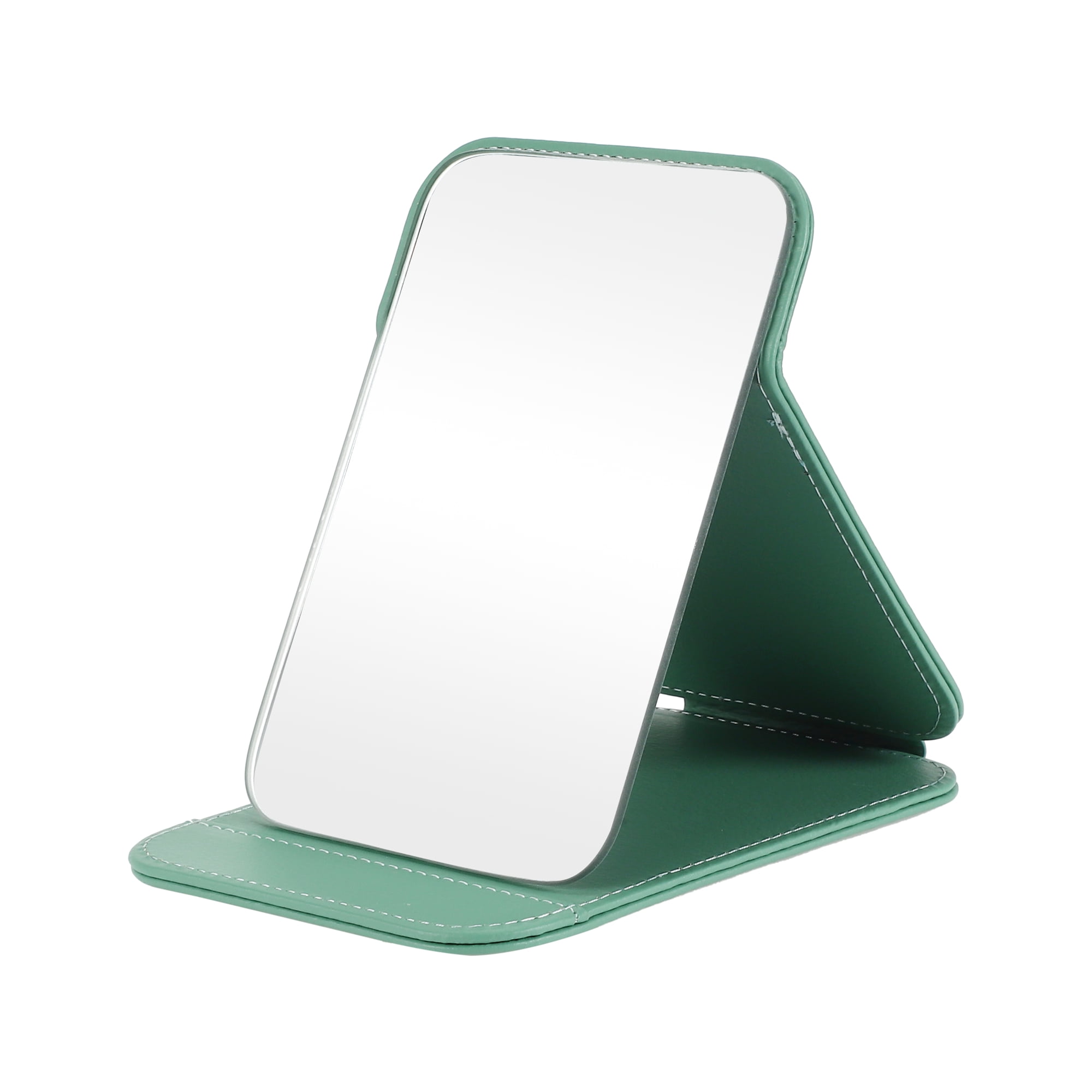 Unique Bargains 1pc Foldable Makeup Mirror for Travel and Vacation Green Small