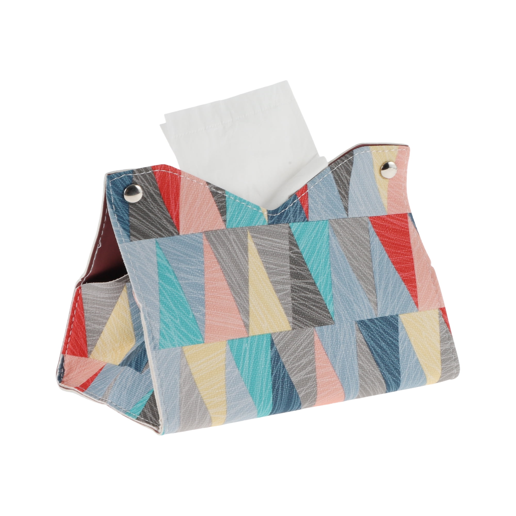 Unique Bargains 1Pc Geometric Pattern Tissue Box Cover Desk Blue