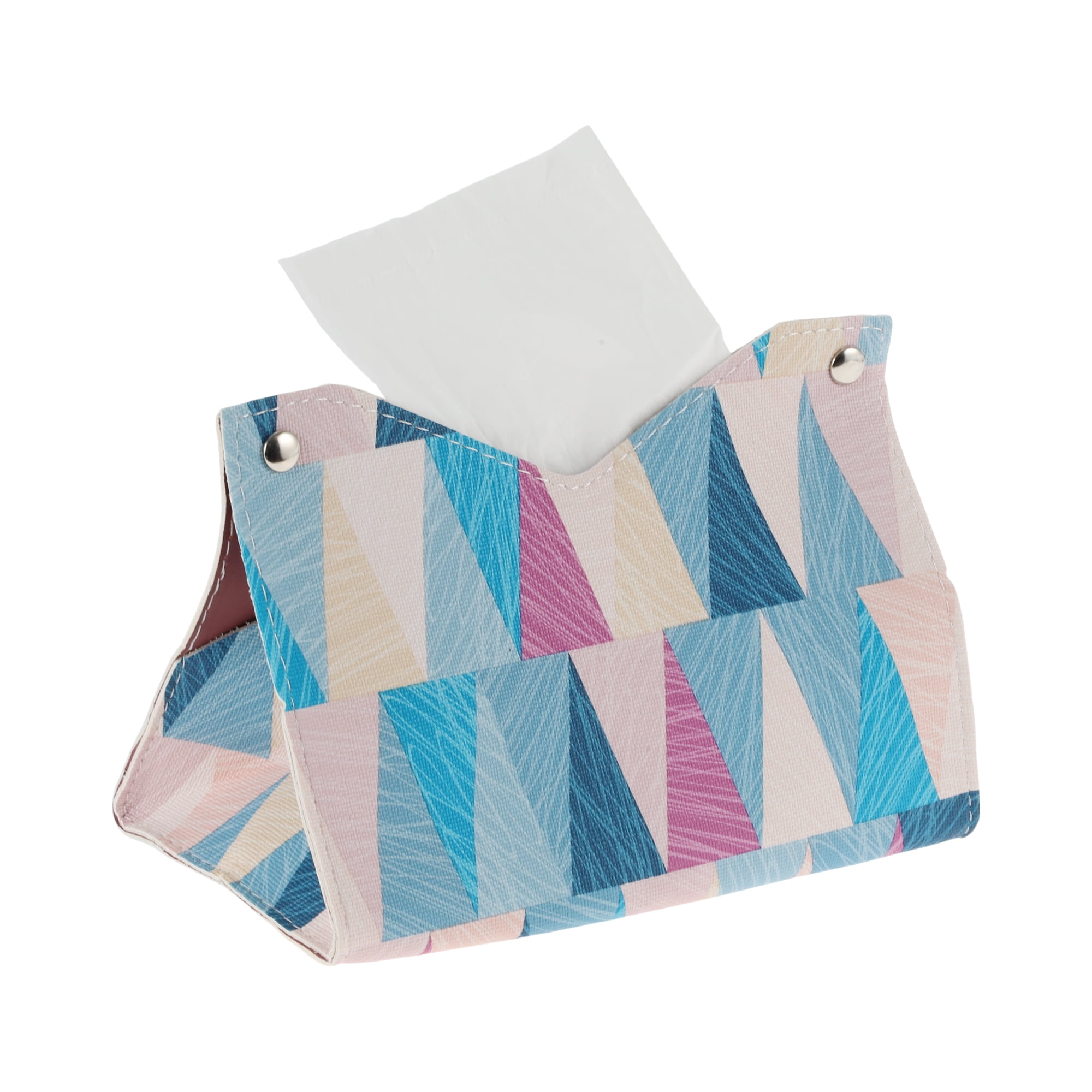 Unique Bargains 1Pc Geometric Pattern Tissue Box Cover Desk Purple