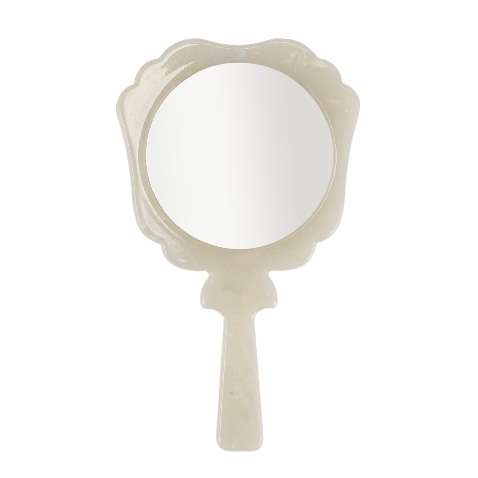 Unique Bargains 1Pc Handheld Makeup Mirror for Beauty Vacation Travel White