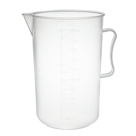 Unique Bargains 1Pc Laboratory Clear White PP 2000mL Measuring Cup Handled Beaker