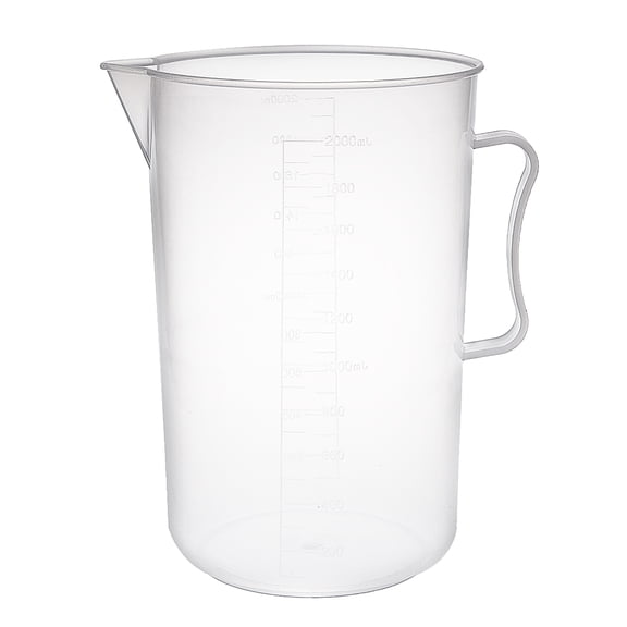 Unique Bargains 1Pc Laboratory Clear White PP 2000mL Measuring Cup Handled Beaker