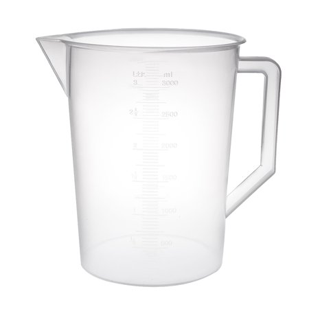 Unique Bargains 1Pc Laboratory Clear White PP 3000mL Measuring Cup Handled Beaker