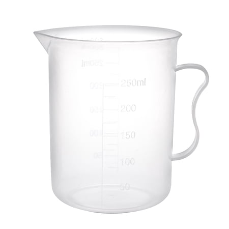 Unique Bargains 1Pc Laboratory Clear White PP 300mL Measuring Cup Handled Beaker