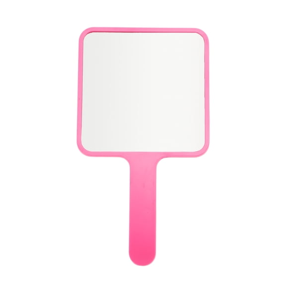 Unique Bargains 1Pc Large Square Handheld Mirror for Vacation Travel Use Rose Pink Large