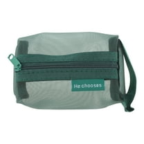 Unique Bargains 1Pc Lightweight Square Mesh Makeup Bag for Travel Nylon Green
