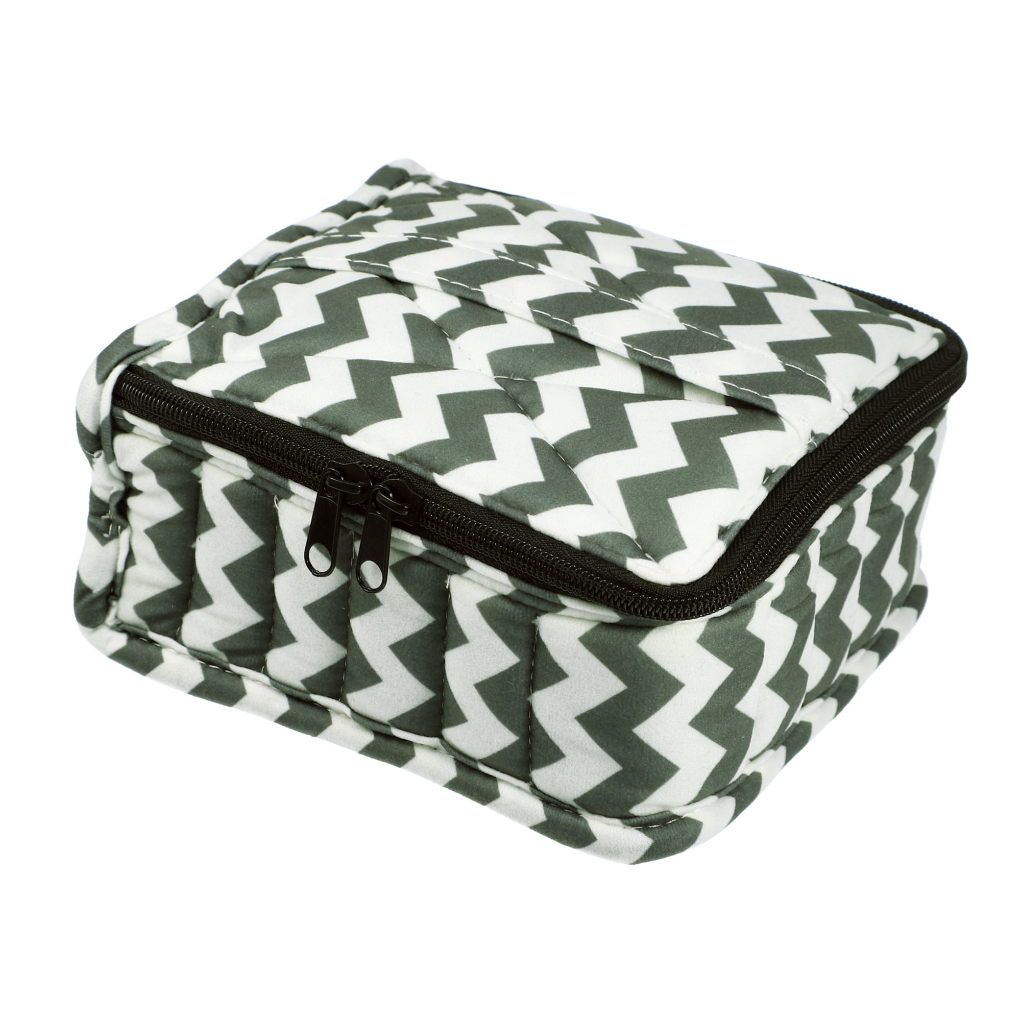Unique Bargains 1pc Nail Polish Carrying Case Nail Polish Organizer Case Nylon White Green Size 6.89 inchx6.30 inchx3.15 inch Large W H