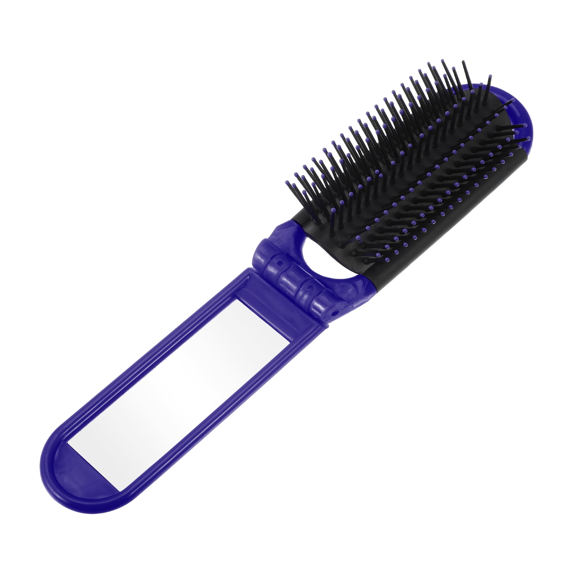 Unique Bargains 1Pc Portable Foldable Mirror Comb Blue
