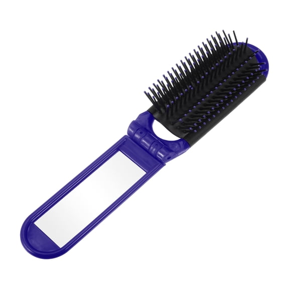 Unique Bargains 1Pc Portable Foldable Mirror Comb Blue