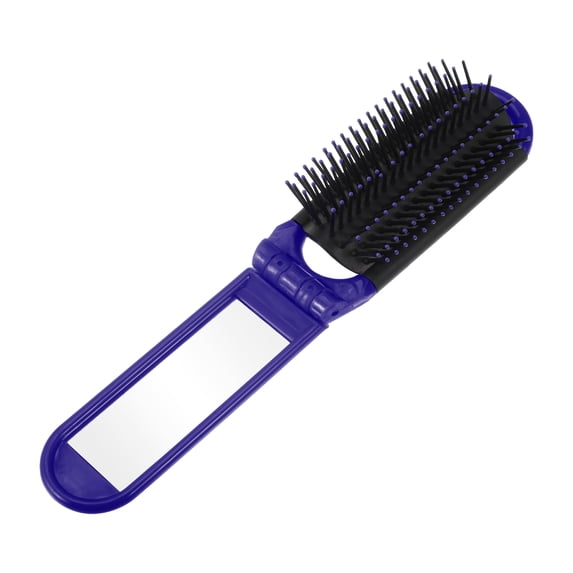 Unique Bargains 1Pc Portable Foldable Mirror Comb Blue