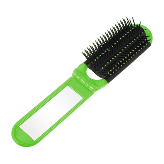 Unique Bargains 1Pc Portable Foldable Mirror Comb Green