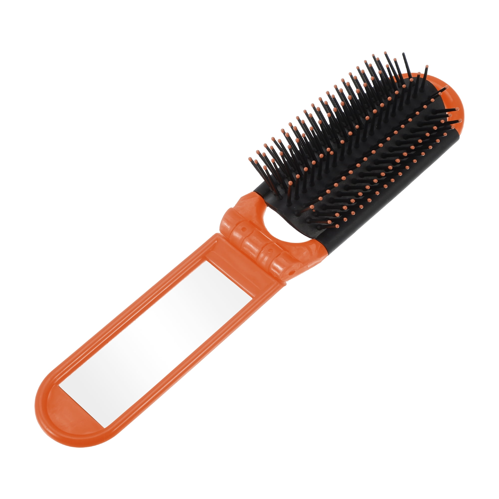 Unique Bargains 1Pc Portable Foldable Mirror Comb Orange