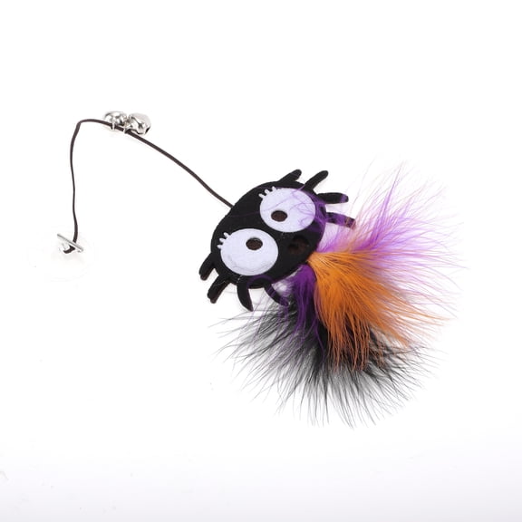 Unique Bargains 1Pc Portable Spider Pattern Cat Playing Rod Replacement for Indoor Orange Black Plastic