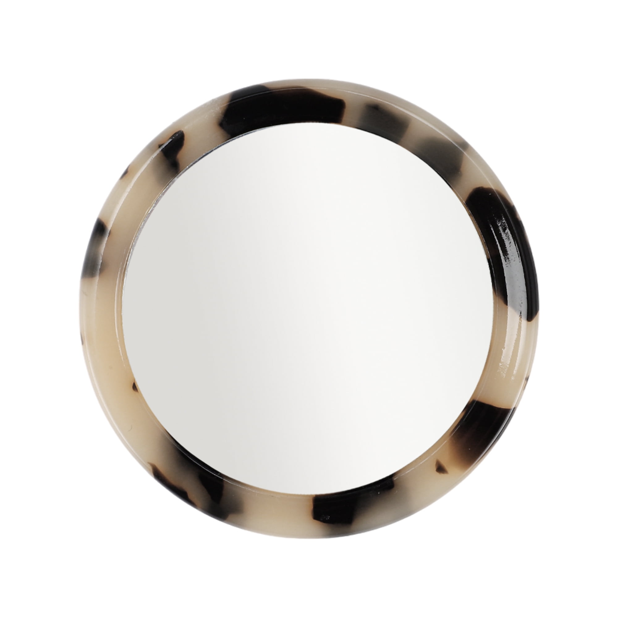 Unique Bargains 1Pc Round Handheld Makeup Mirror for Beauty Travel Black Beige