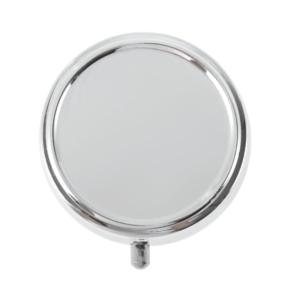 Unique Bargains 1Pc Round Single Compartment Pill Case Portable for travel Silver Tone