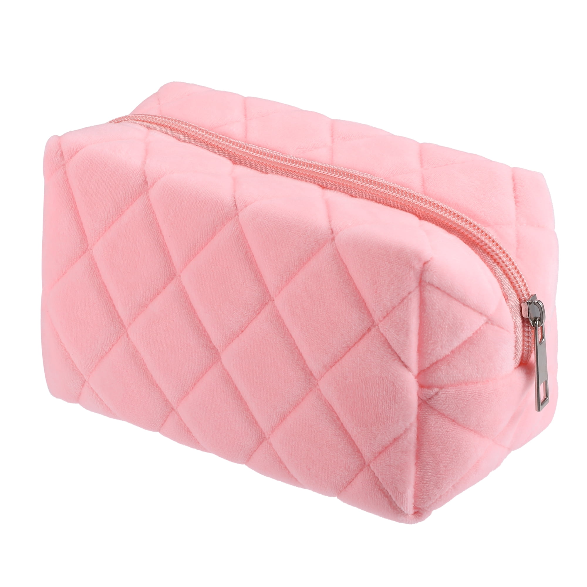 Unique Bargains 1Pc Soft Velet Durable Portable Travel Makeup Bag for Toiletry  Pink