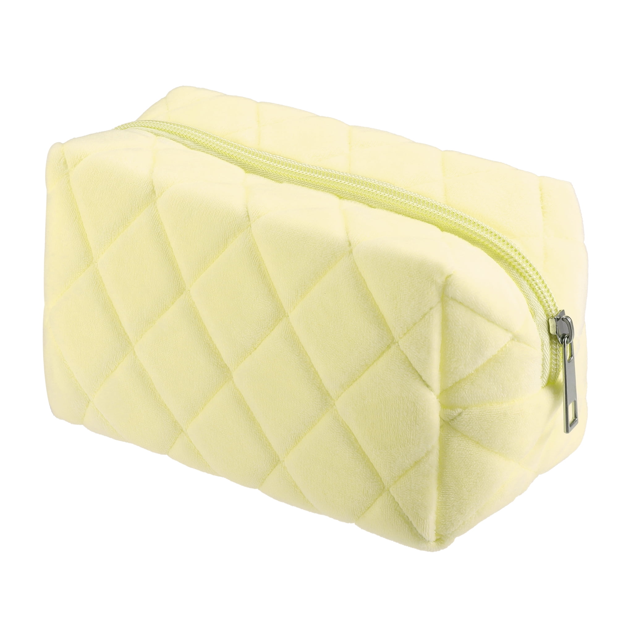 Unique Bargains 1Pc Soft Velet Durable Portable Travel Makeup Bag for Toiletry Yellow