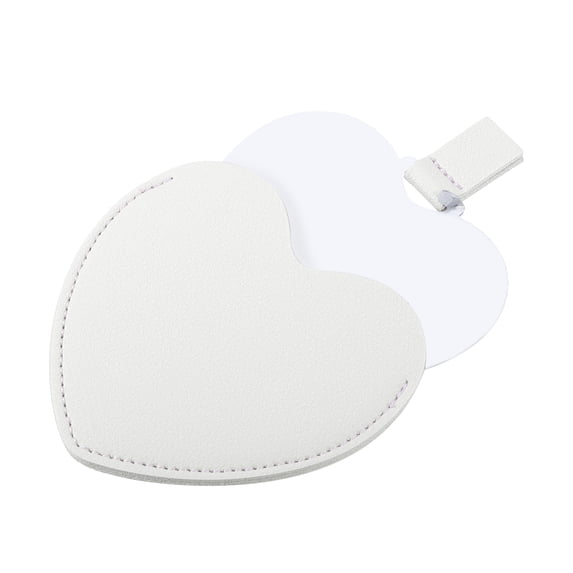 Unique Bargains Heart Shaped Compact Mirror PU Leather Case for Women White