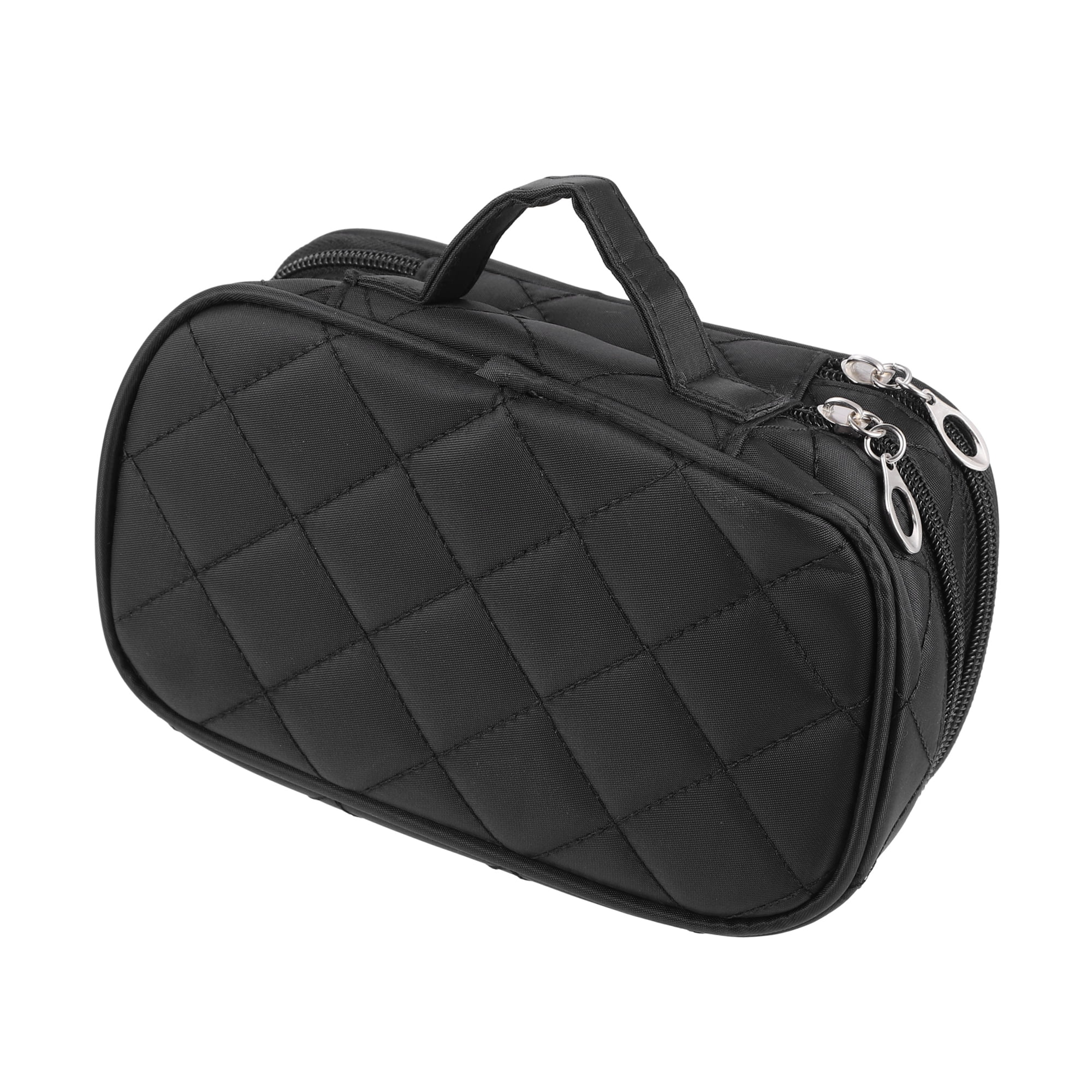 Unique Bargains 1Pc Travel Double Layer Makeup Bag Cosmetics Storage Bag Portable Black