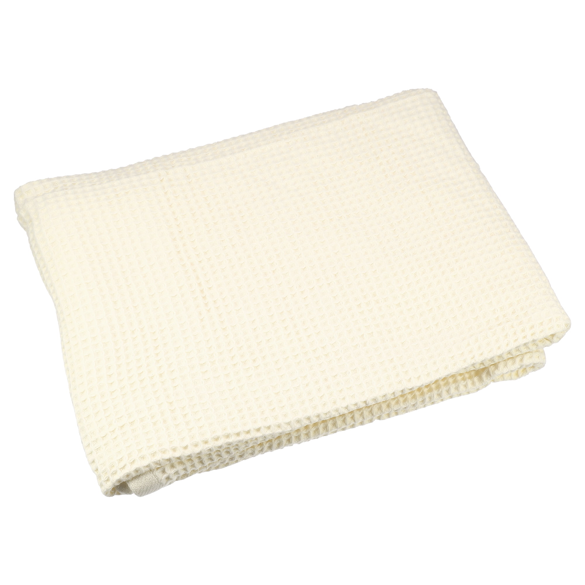 Unique Bargains 1Pc Waffle Weave Pattern Soft Absorbent Cotton Bath Towel Beige 55.12''x27.56'' for Bathroom Shower
