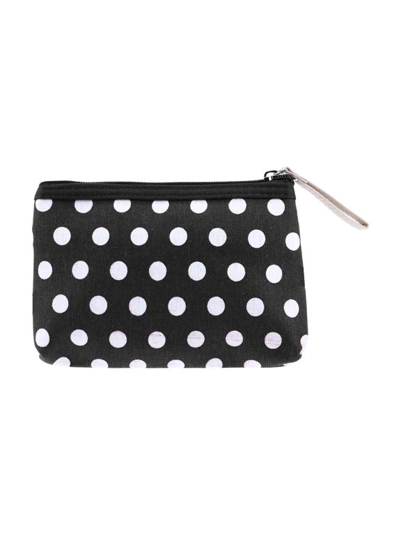 1Pc Women Durable Dots Simple Cosmetic Bag for Toiletry Black