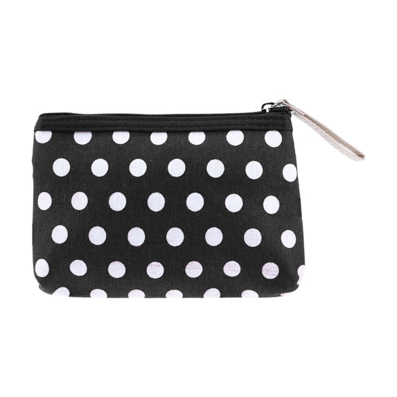 Unique Bargains 1Pc Women Durable Dots Simple Cosmetic Bag for Toiletry Black