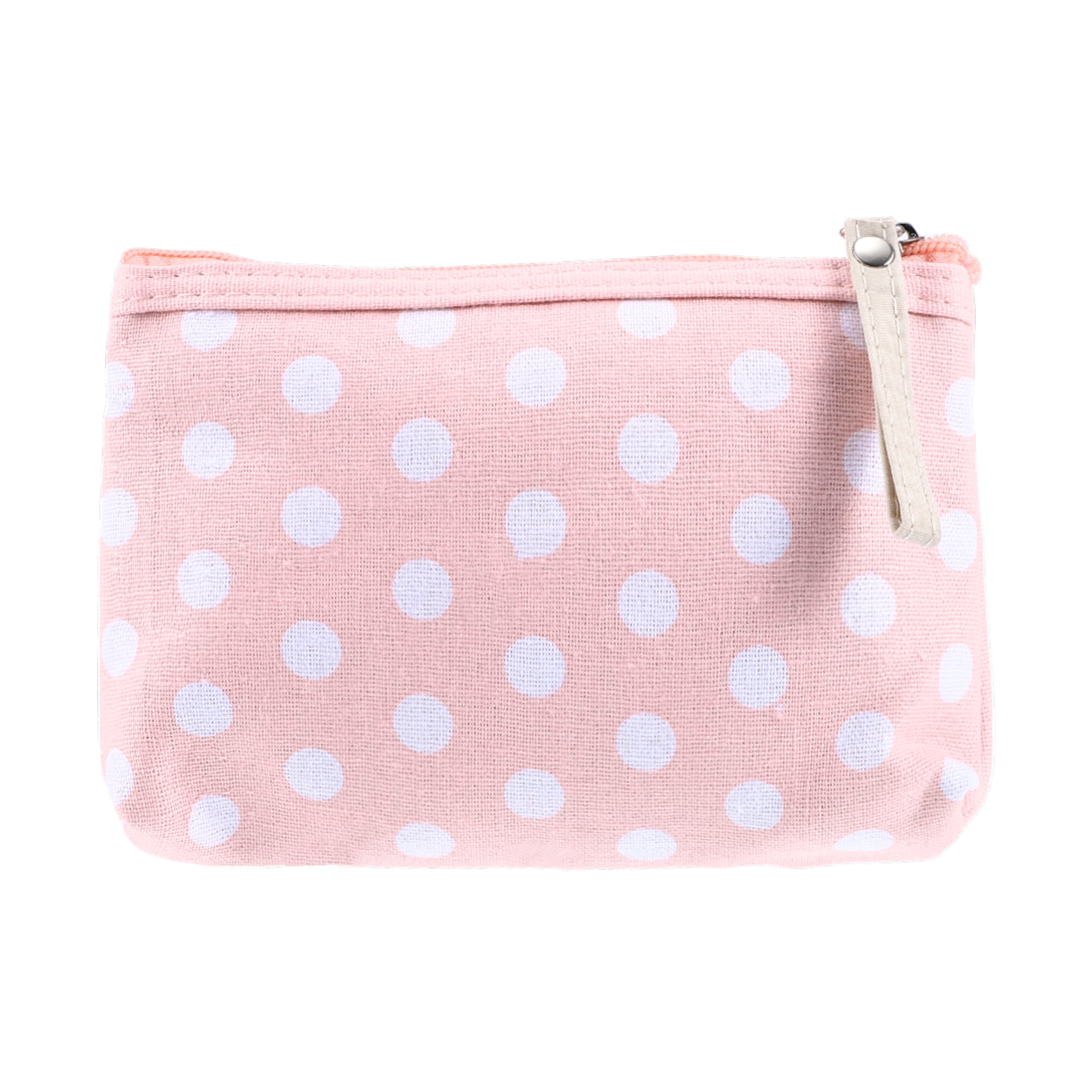 Unique Bargains 1Pc Women Durable Dots Simple Cosmetic Bag for Toiletry Pink