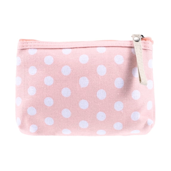Unique Bargains 1Pc Women Durable Dots Simple Cosmetic Bag for Toiletry Pink