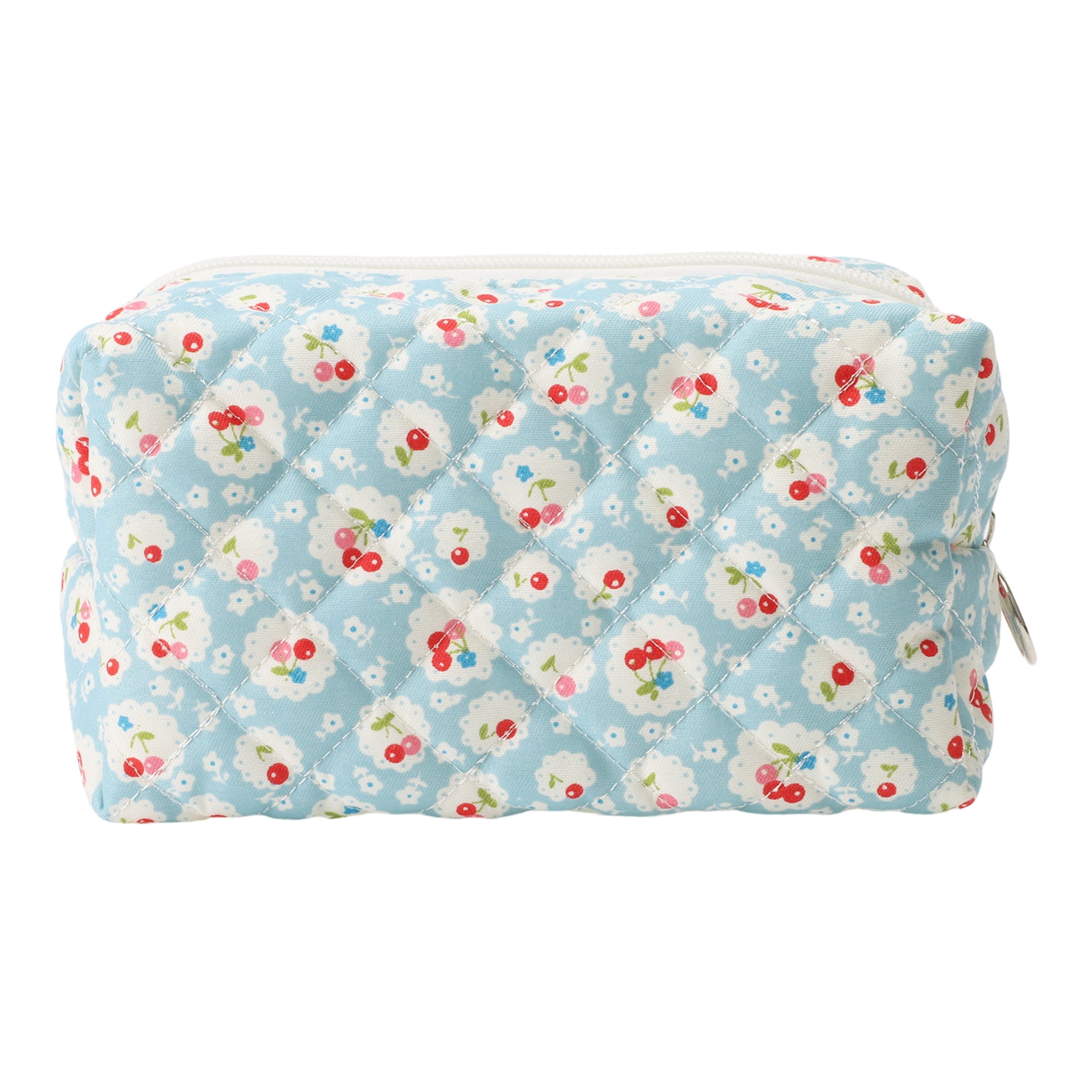 Unique Bargains 1Pc Women Durable Portable Cherry Storage Makeup Bag for Travel Blue