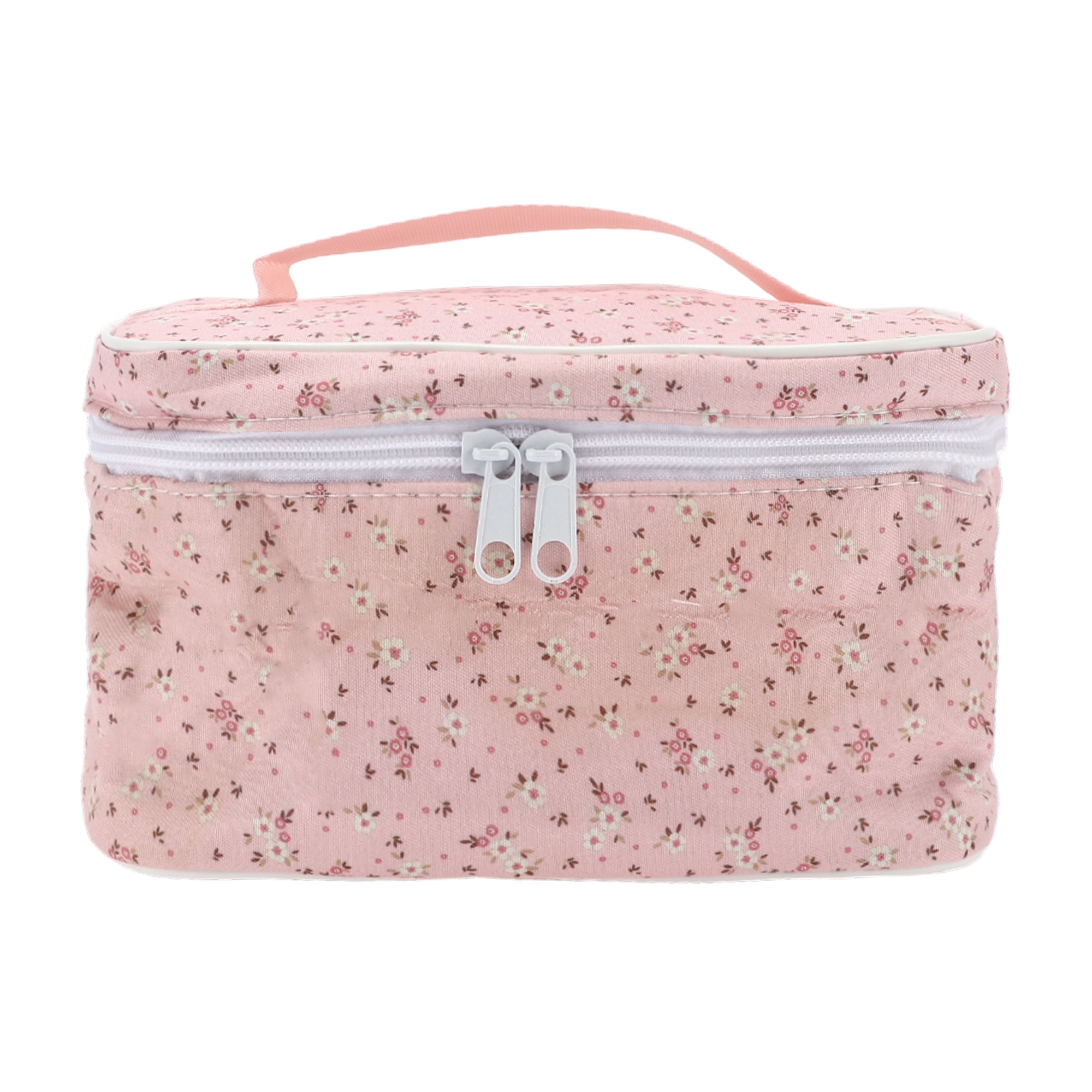 Unique Bargains 1Pc Women Floral Square Travel Cosmetic Bag for Outdoor Activities Pink