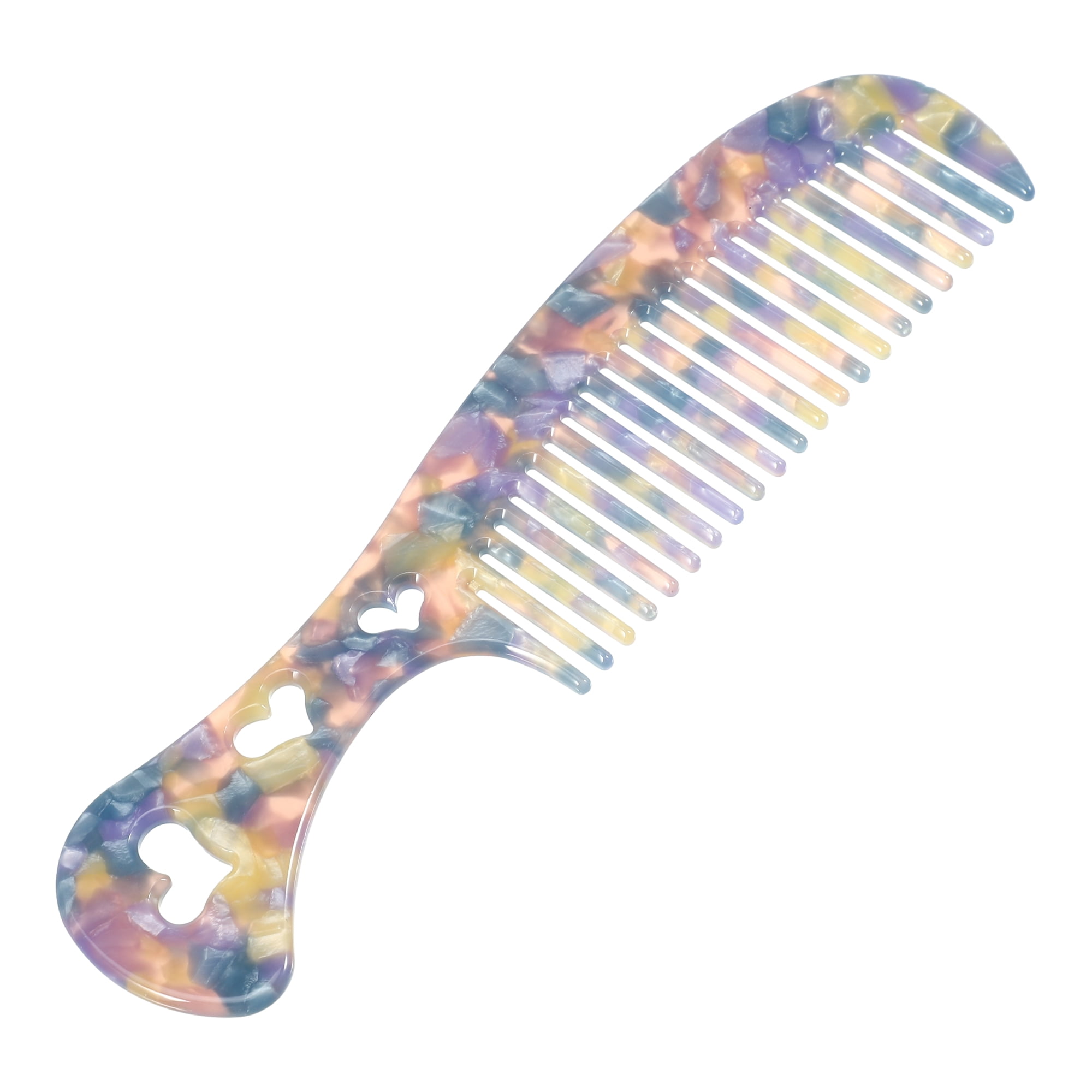 Unique Bargains 1Pc Women Heart Style Handheld Wide Tooth Comb Purple