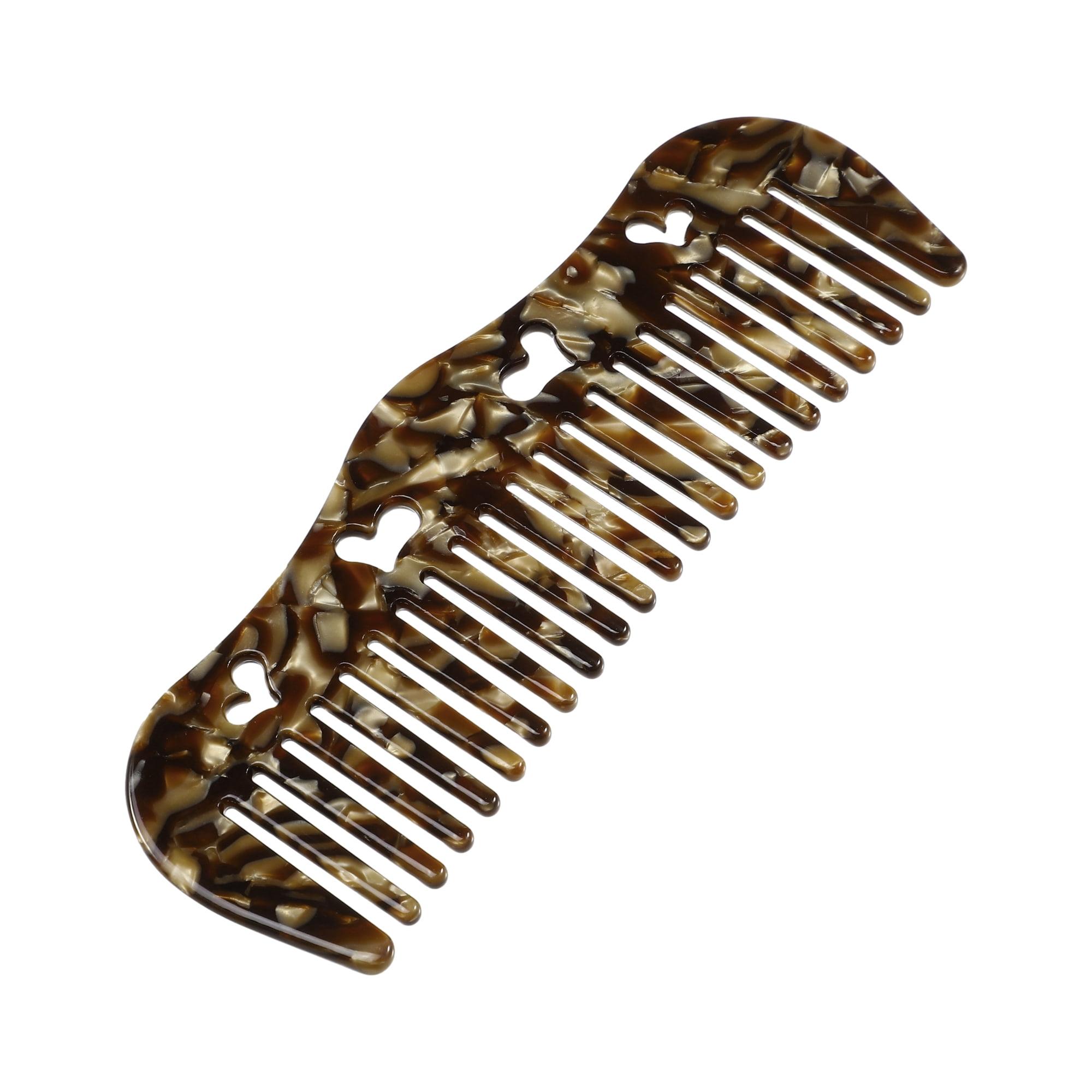 Unique Bargains 1Pc Women Heart Style Wide Tooth Comb Brown