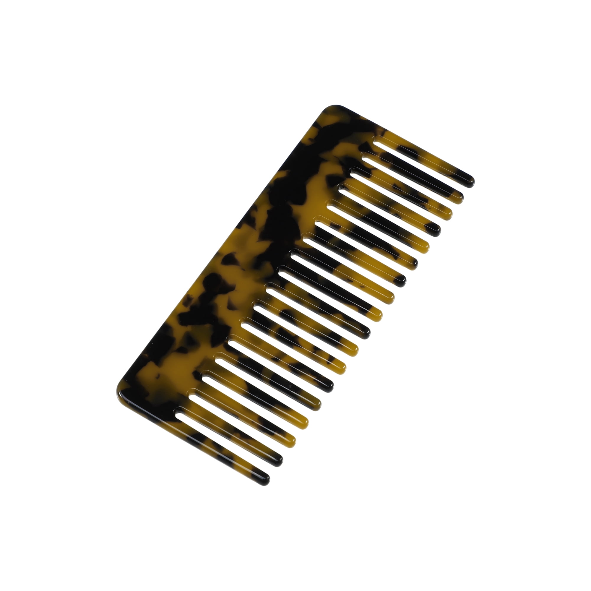 Unique Bargains 1Pc Women Heat Resistant Wide Tooth Comb Brown and Yellow