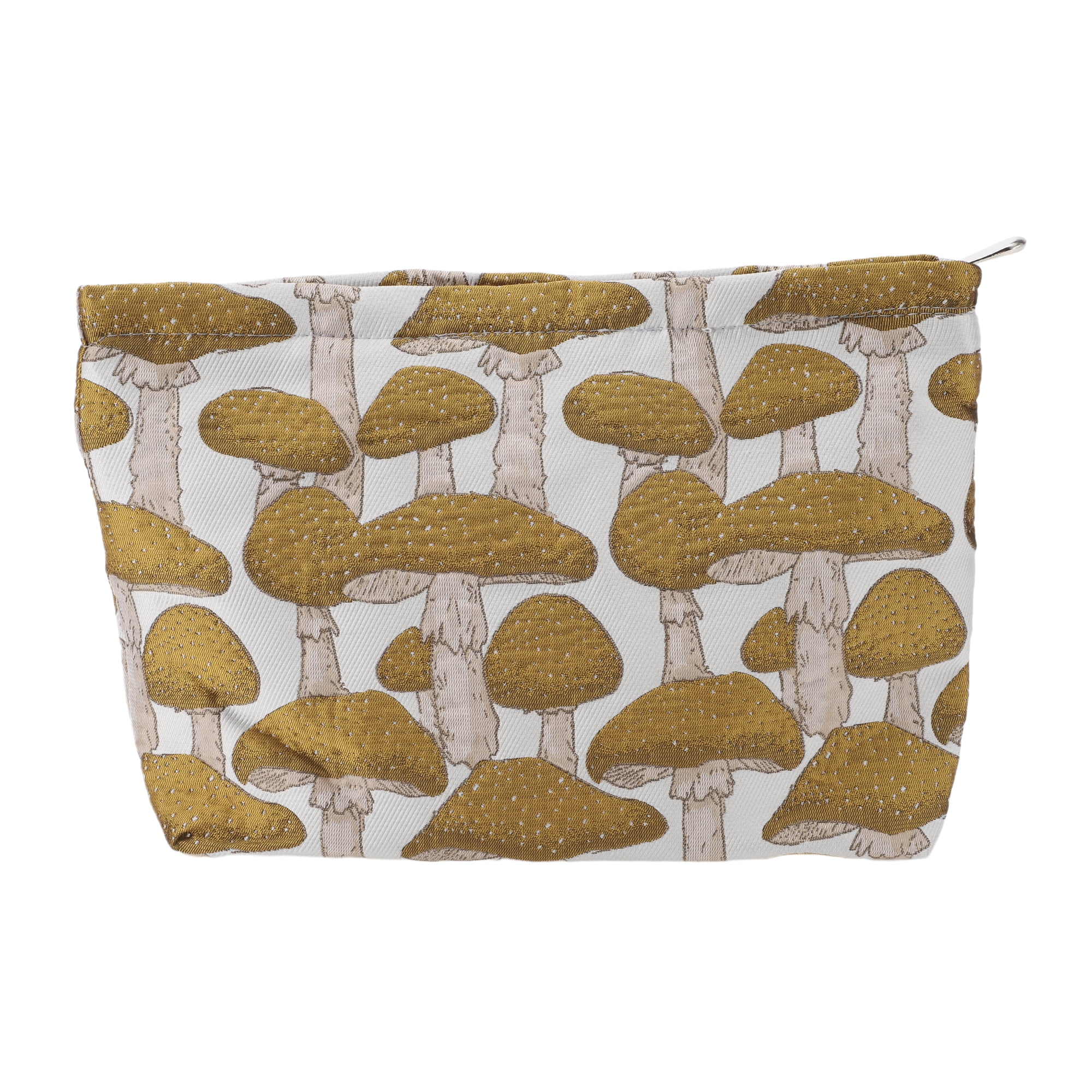 Unique Bargains 1Pc Women Jacquard Mushroom Storage Makeup Bag for Toiletry Yellow-Large