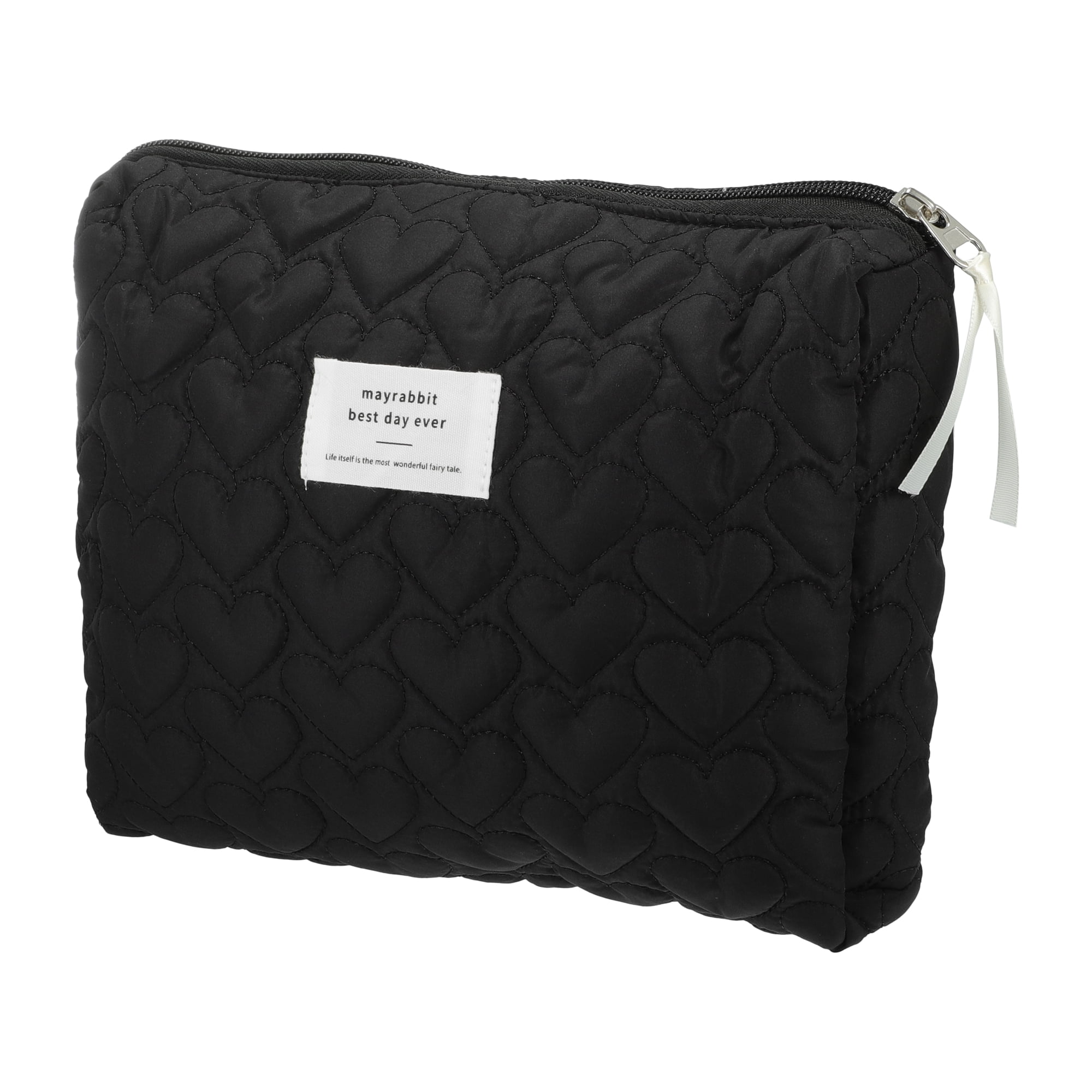 Unique Bargains 1Pc Women Portable Heart Storage Makeup Bag for Vacation Camping Black