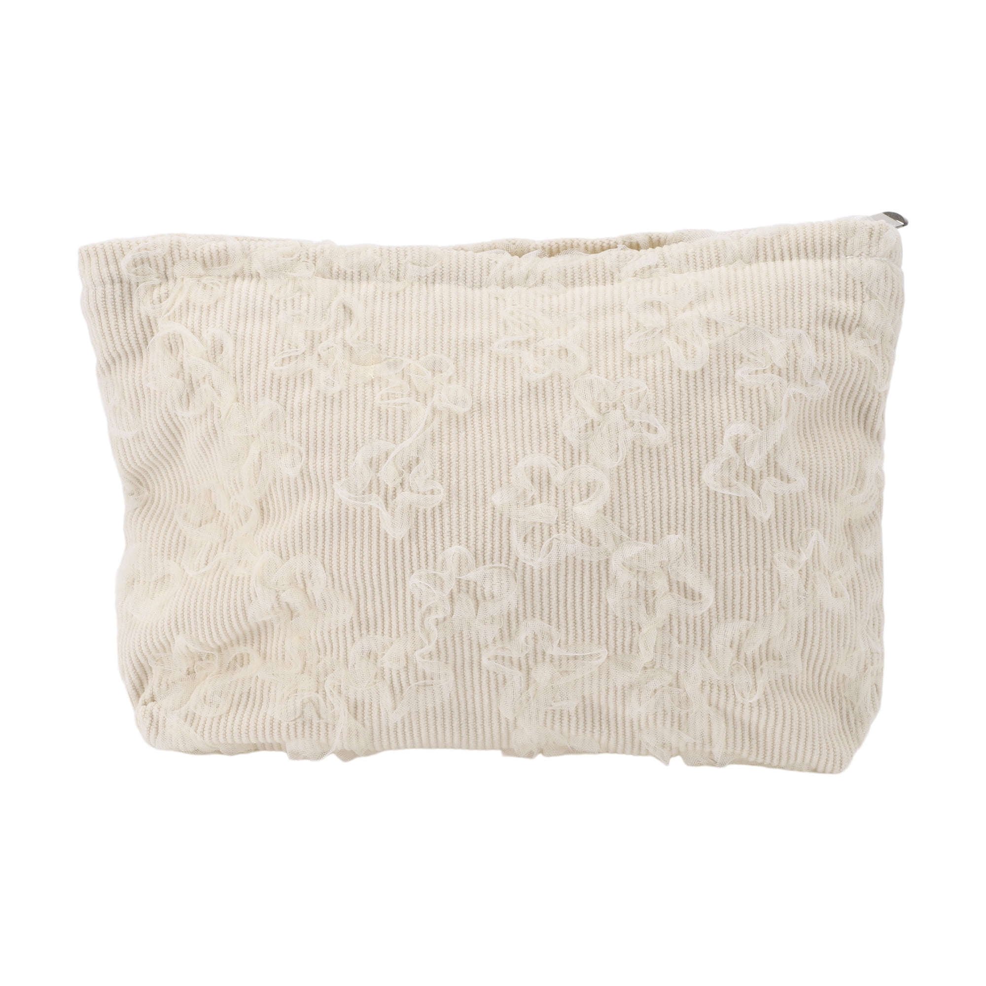 Unique Bargains 1Pc Women Portable Lace Embroidery Storage Makeup Bag for Toiletry White