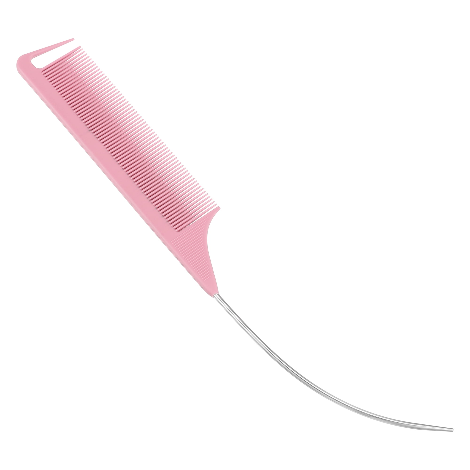 Unique Bargains 1Pc Women Rat Tail Comb for Curly Thick Thin Dry Hair Light Pink