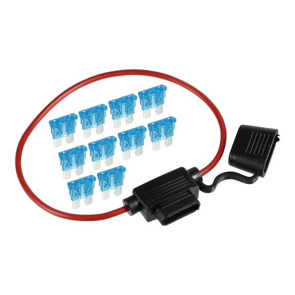 Unique Bargains 1Set 15A Standard Blade Style Fuse 16 AWG Fuse Holder 16Gauge Fuse Holder Blade Style Inline Fuse Holder