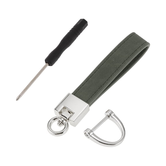Unique Bargains 1Set Car Keychain Universal Key Chain with Ring for Key Fobs for Women Zinc Alloy Dark Green Silver Tone