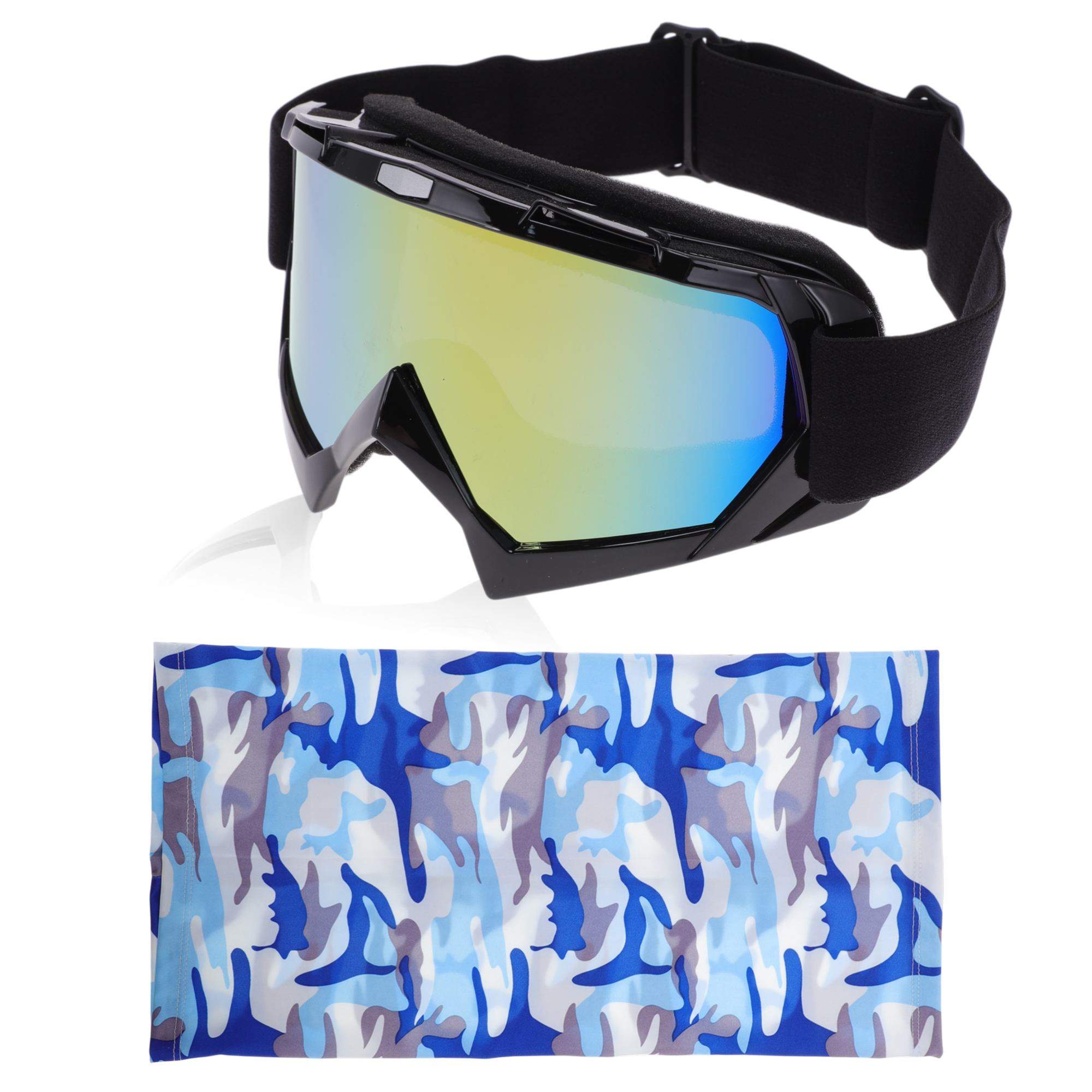 Unique Bargains 1Set Motorcycle Riding Goggles PC TPU Cycling Sunglasses Colorful Lens Black Frame