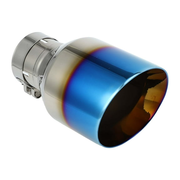 Unique Bargains 1Set Slant Exhaust Tip 2.5" Inlet 4.1" Outlet Stainless Steel Silver Tone Blue