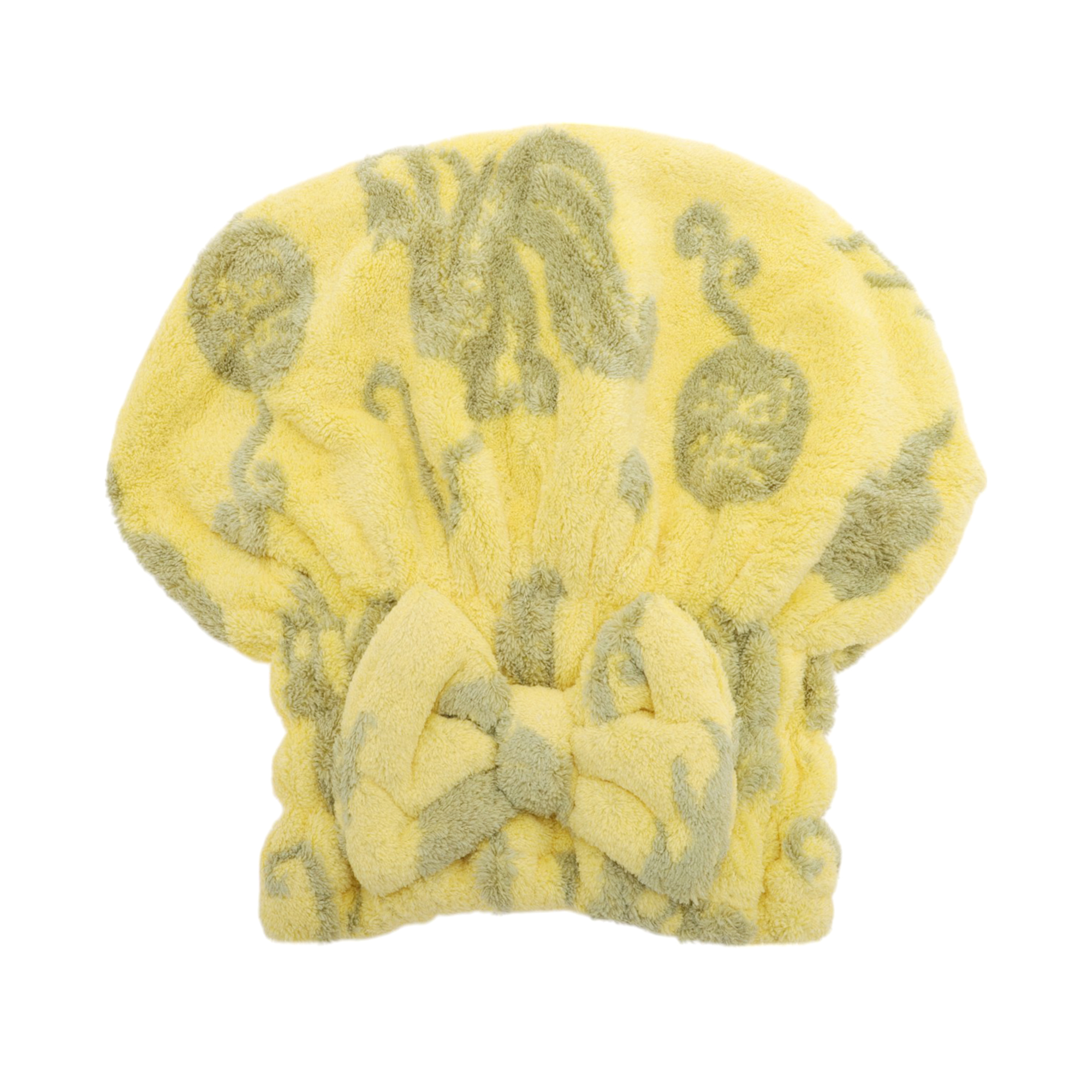 Unique Bargains 1pc Absorbent Bow Print Hair Towel with Bow Design 10.63"x 8.66" Yellow