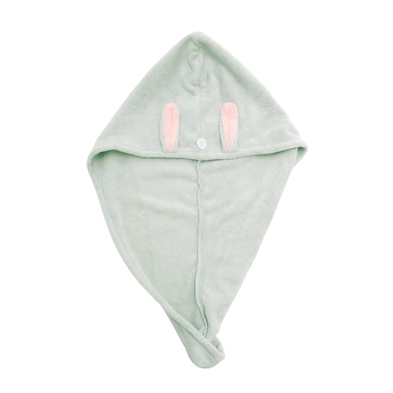 Unique Bargains 1pc Absorbent Cartoon Rabbit Ears-shaped Hair Towel 24.41"x 9.06" Green