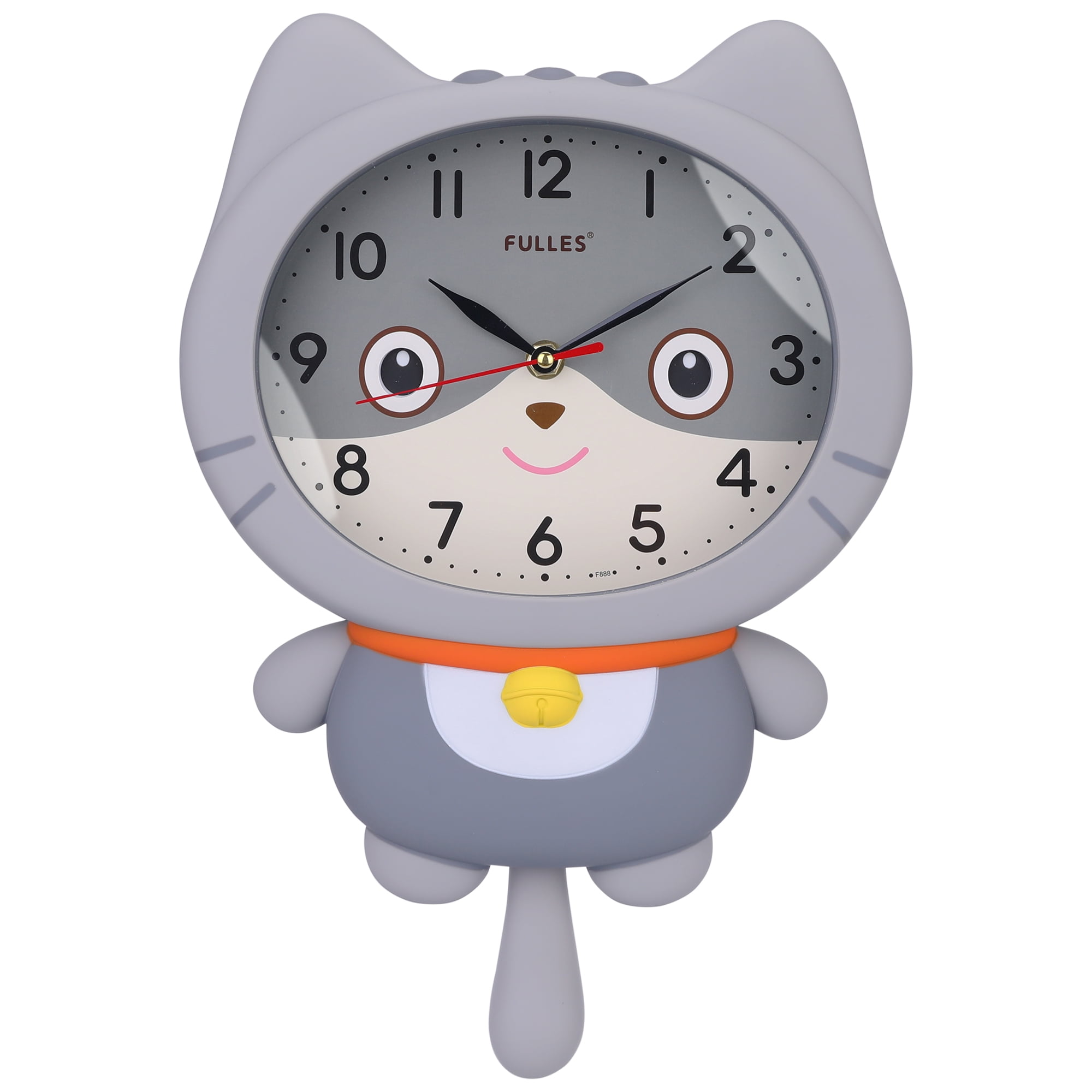 Unique Bargains 1pc Cartoon Cat Mechanism Wall Clock for Home 15" x 10" x 2.4" Grey