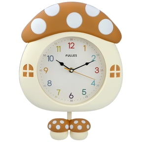 Unique Bargains 1pc Cute 3D Cartoon Mushroom House Silent Wall Clock 15" x 11" x 2" Coffee