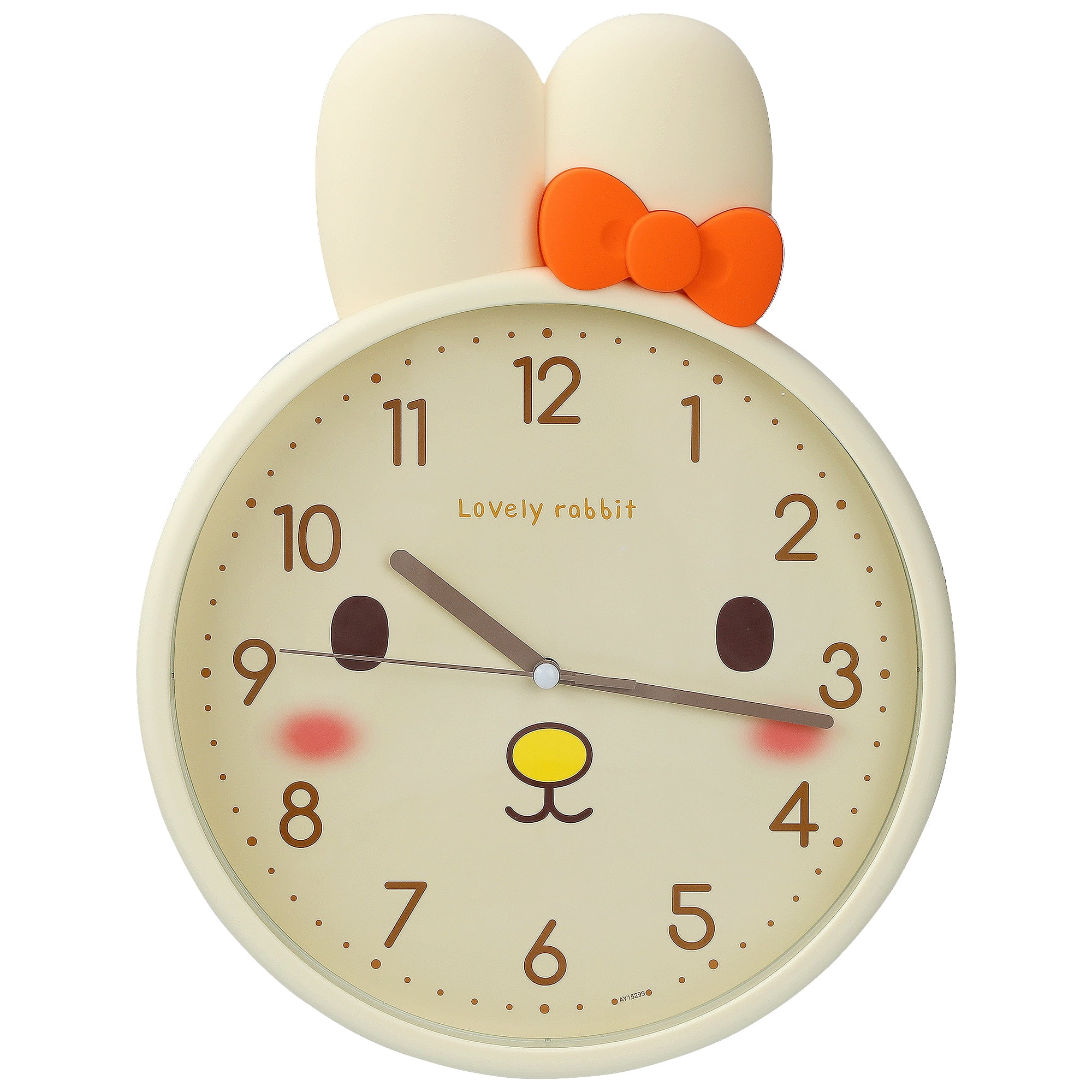 Unique Bargains 1pc Cute Bunny Face 3D Rabbit Wall Clock 13" x 10" x 1.5" Light Yellow